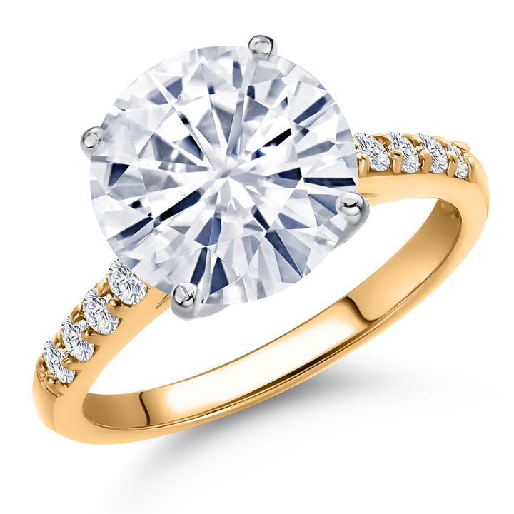 White Moissanite - April_Ring in 10K Two Tone Gold