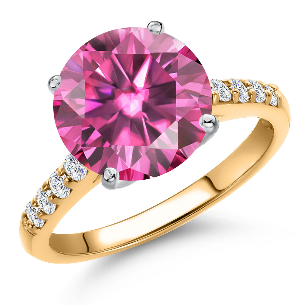 Pink Moissanite - April_6_Ring in 10K Two Tone Gold