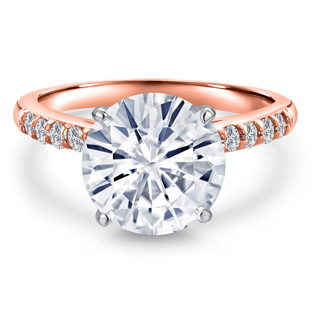 White Moissanite - April_Ring in 10K Two Tone Gold