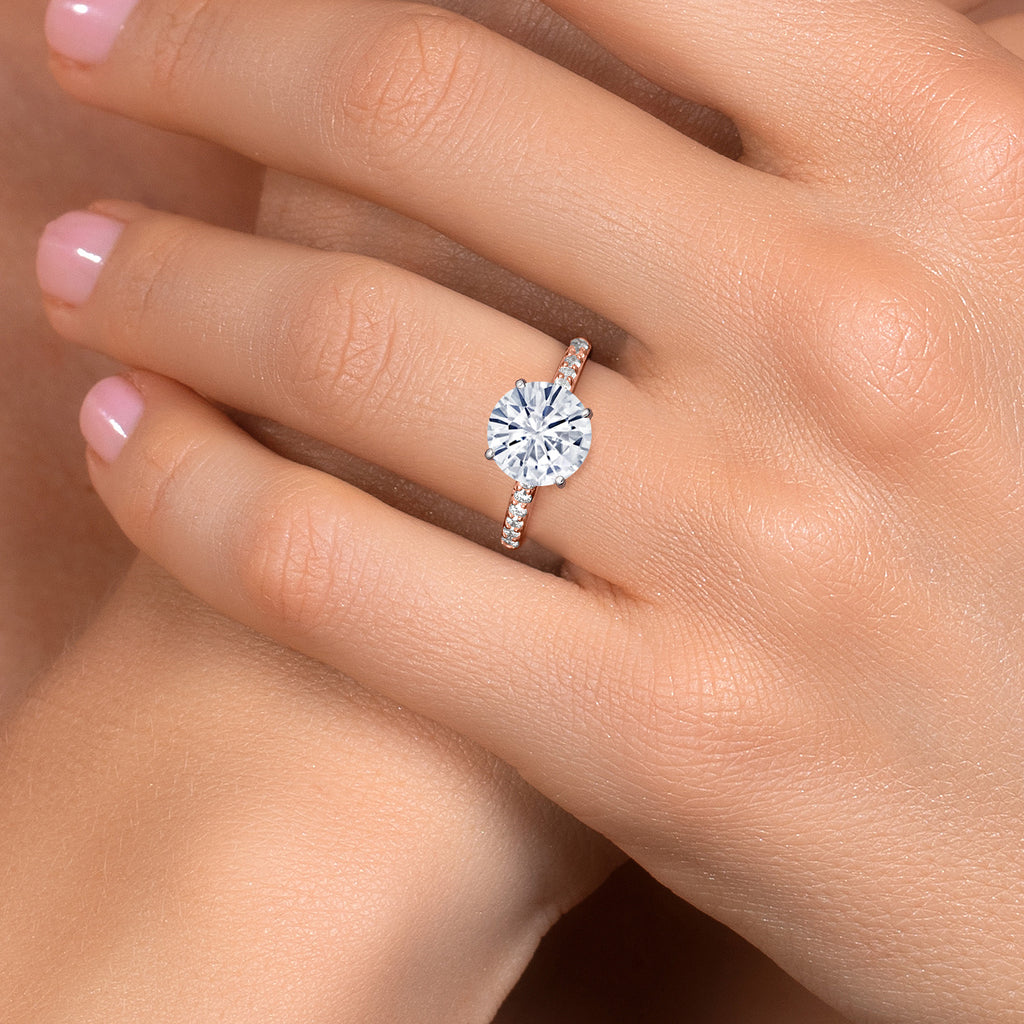 White Moissanite - April_Ring in 10K Two Tone Gold