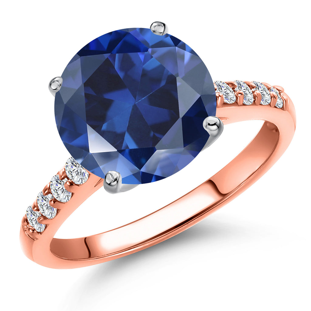 Blue Created Sapphire - September_9_Ring in 10K Two Tone Gold