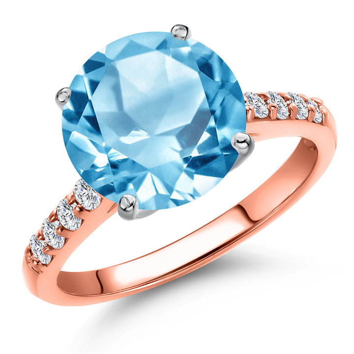 Swiss Blue Topaz - November_7_Ring in 10K Two Tone Gold