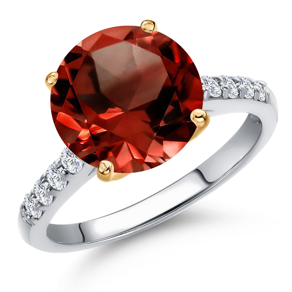 Garnet - January_8_Ring in 10K Two Tone Gold