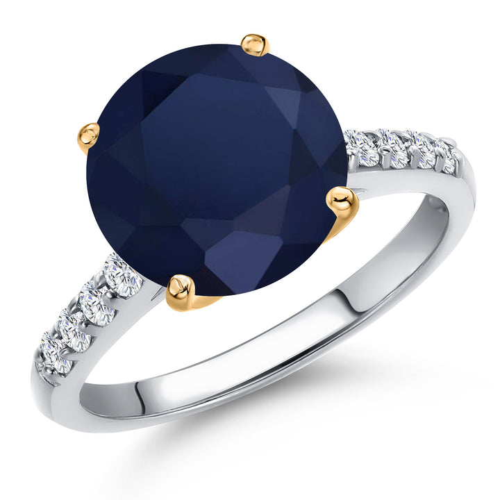 Blue Sapphire - September_9_Ring in 10K Two Tone Gold
