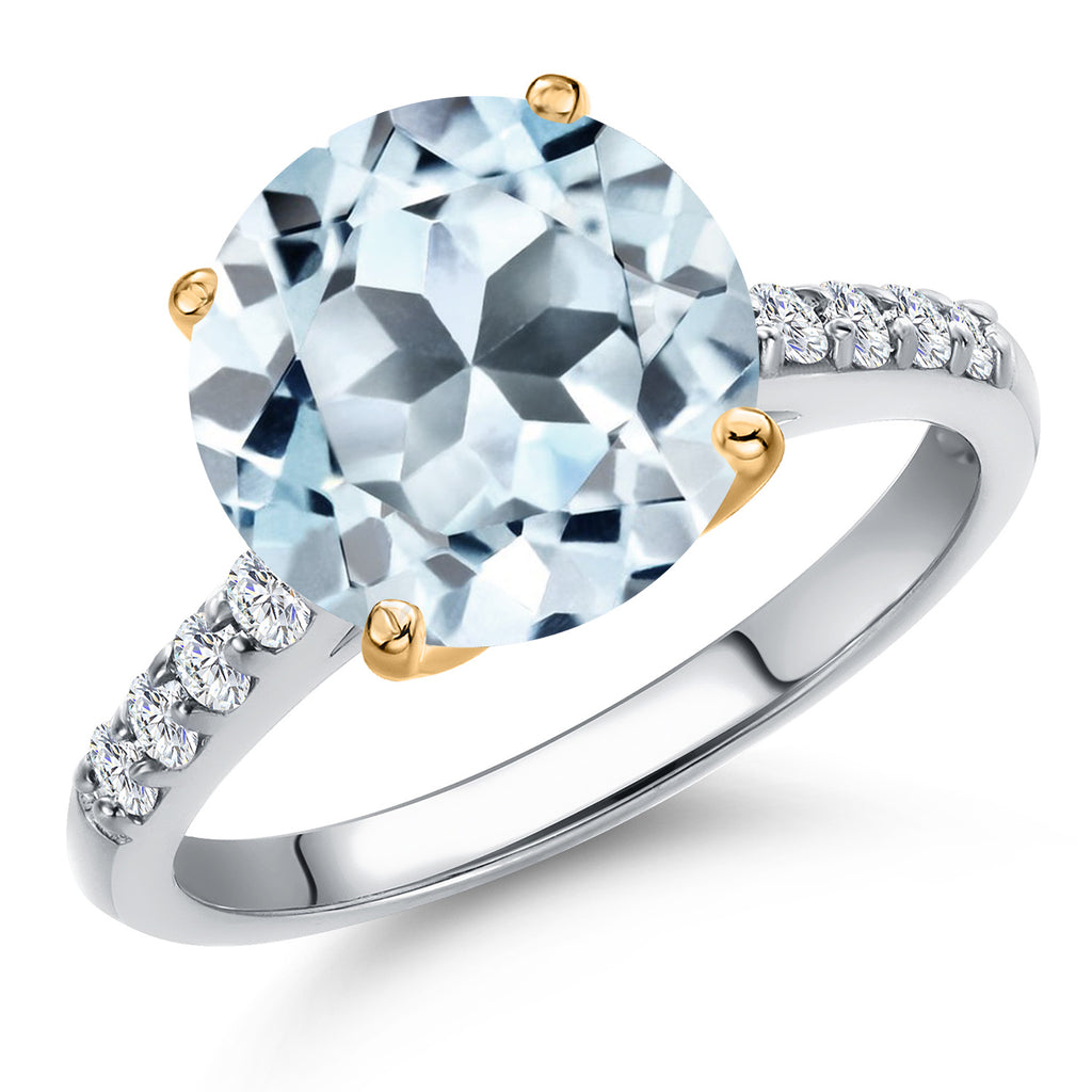 Sky Blue Topaz - November_8_Ring in 10K Two Tone Gold