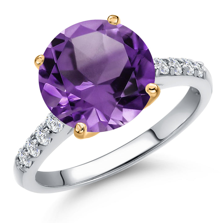 Amethyst - February_5_Ring in 925 Sterling Silver and 10K Yellow Gold