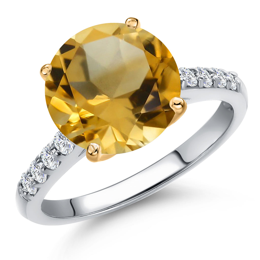 Citrine - November_7_Ring in 925 Sterling Silver and 10K Yellow Gold