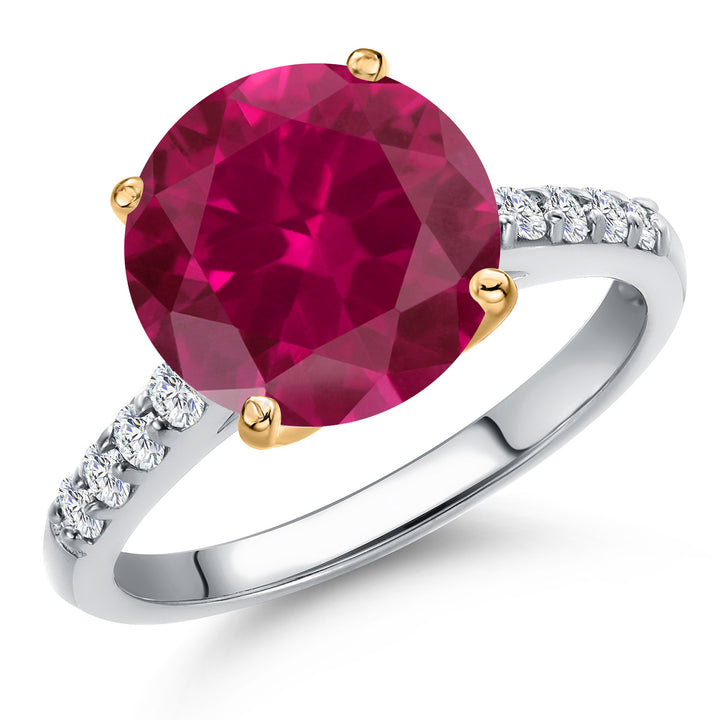 Created Ruby - July_5_Ring in 925 Sterling Silver and 10K Yellow Gold