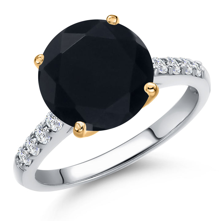 Onyx - December_5_Ring in 925 Sterling Silver and 10K Yellow Gold