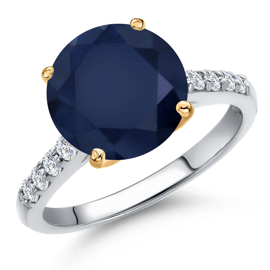 Blue Sapphire - September_6_Ring in 925 Sterling Silver and 10K Yellow Gold