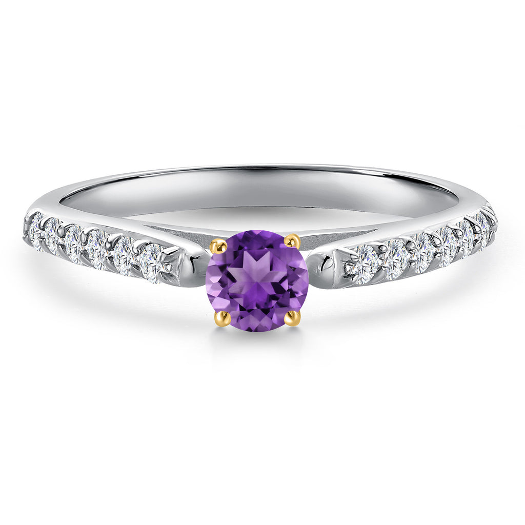 Amethyst and Lab Grown Diamond_5_Ring in 925 Sterling Silver and 10K Yellow Gold