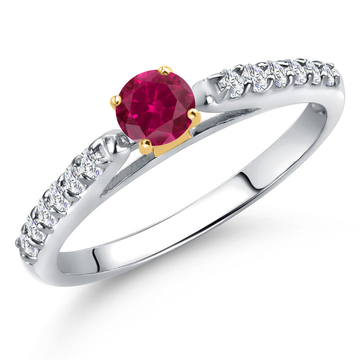 Created Ruby - July_5_Ring in 925 Sterling Silver and 10K Yellow Gold