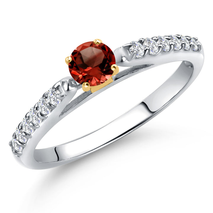 Garnet - January_5_Ring in 925 Sterling Silver and 10K Yellow Gold