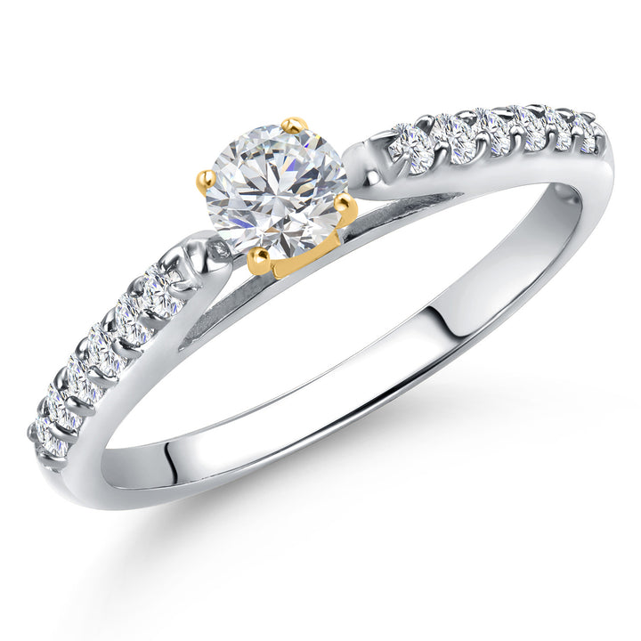 White Lab Grown Diamond - April_8_Ring in 925 Sterling Silver and 10K Yellow Gold