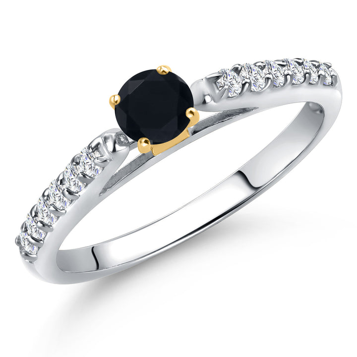 Onyx - December_5_Ring in 925 Sterling Silver and 10K Yellow Gold