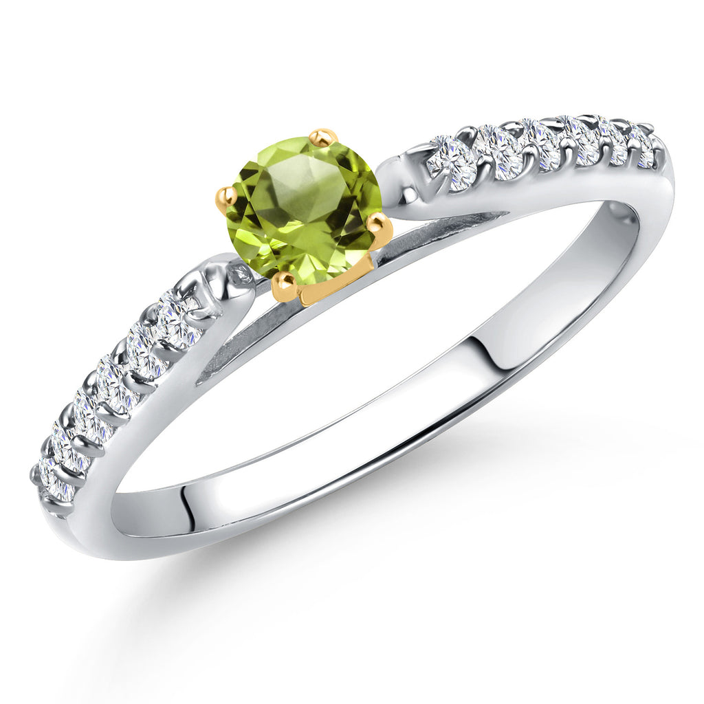 Peridot - August_8_Ring in 925 Sterling Silver and 10K Yellow Gold