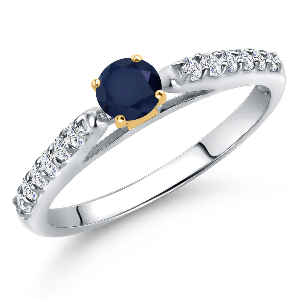 Blue Sapphire - September_8_Ring in 925 Sterling Silver and 10K Yellow Gold