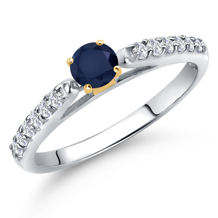 Blue Sapphire - September_7_Ring in 925 Sterling Silver and 10K Yellow Gold