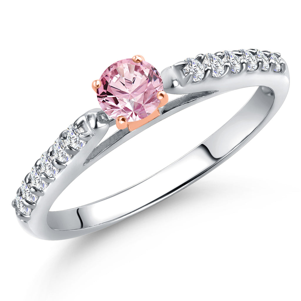 Pink Lab Grown Diamond - April_7_Ring in 925 Sterling Silver and 10K Rose Gold