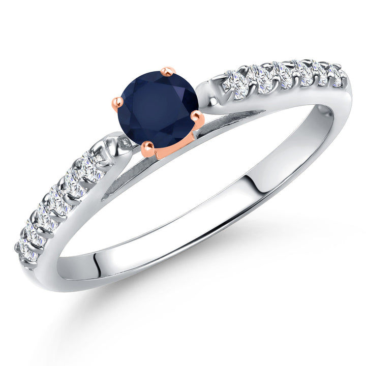 Blue Sapphire - September_8_Ring in 925 Sterling Silver and 10K Rose Gold