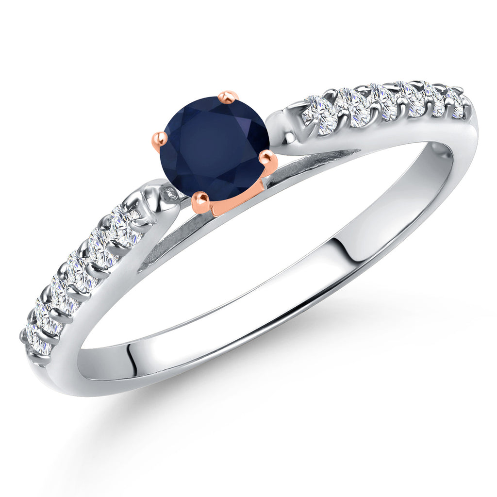 Blue Sapphire - September_8_Ring in 925 Sterling Silver and 10K Rose Gold