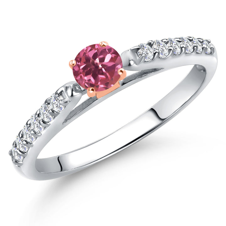 Pink Tourmaline - October_5_Ring in 925 Sterling Silver and 10K Rose Gold