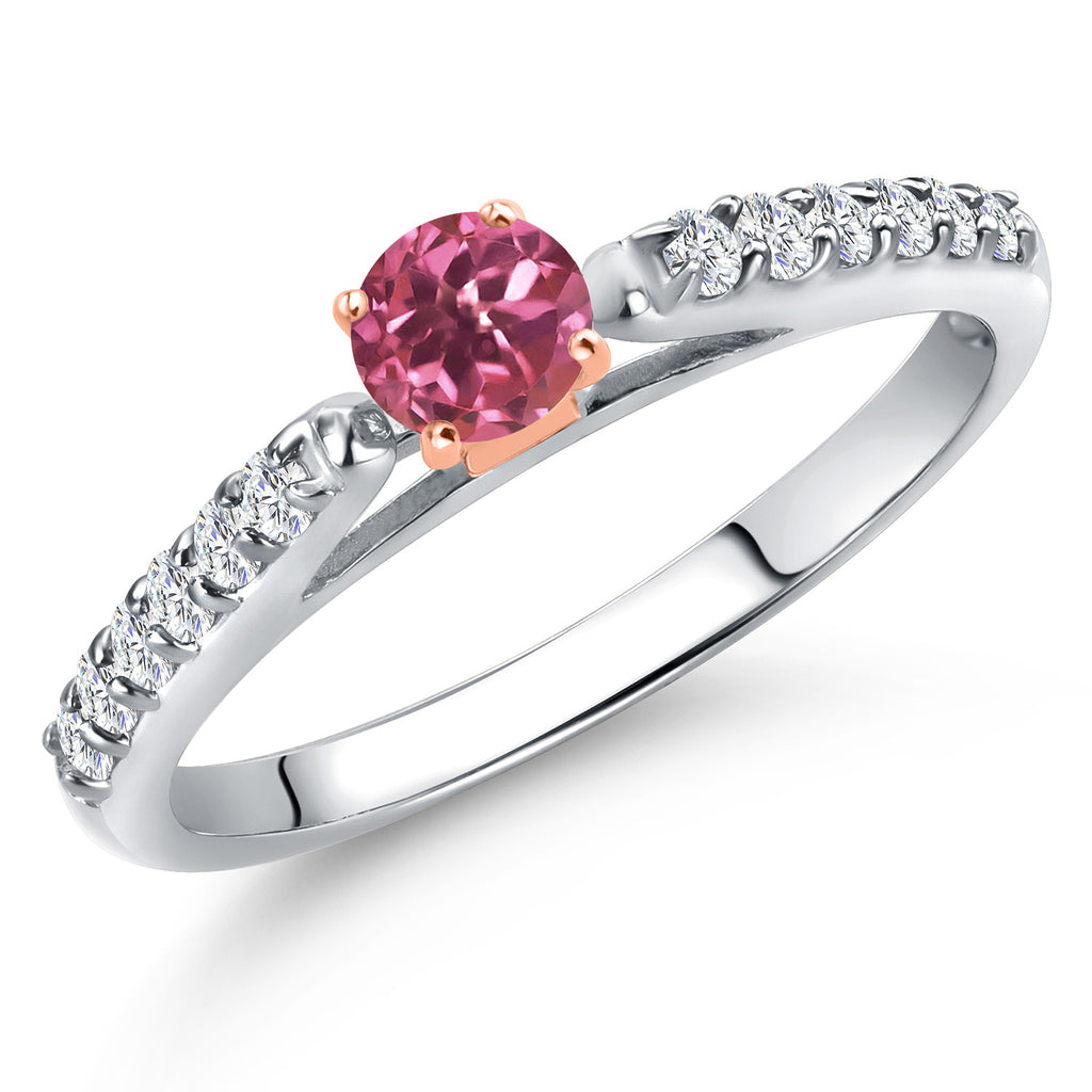 Pink Tourmaline - October_8_Ring in 925 Sterling Silver and 10K Rose Gold