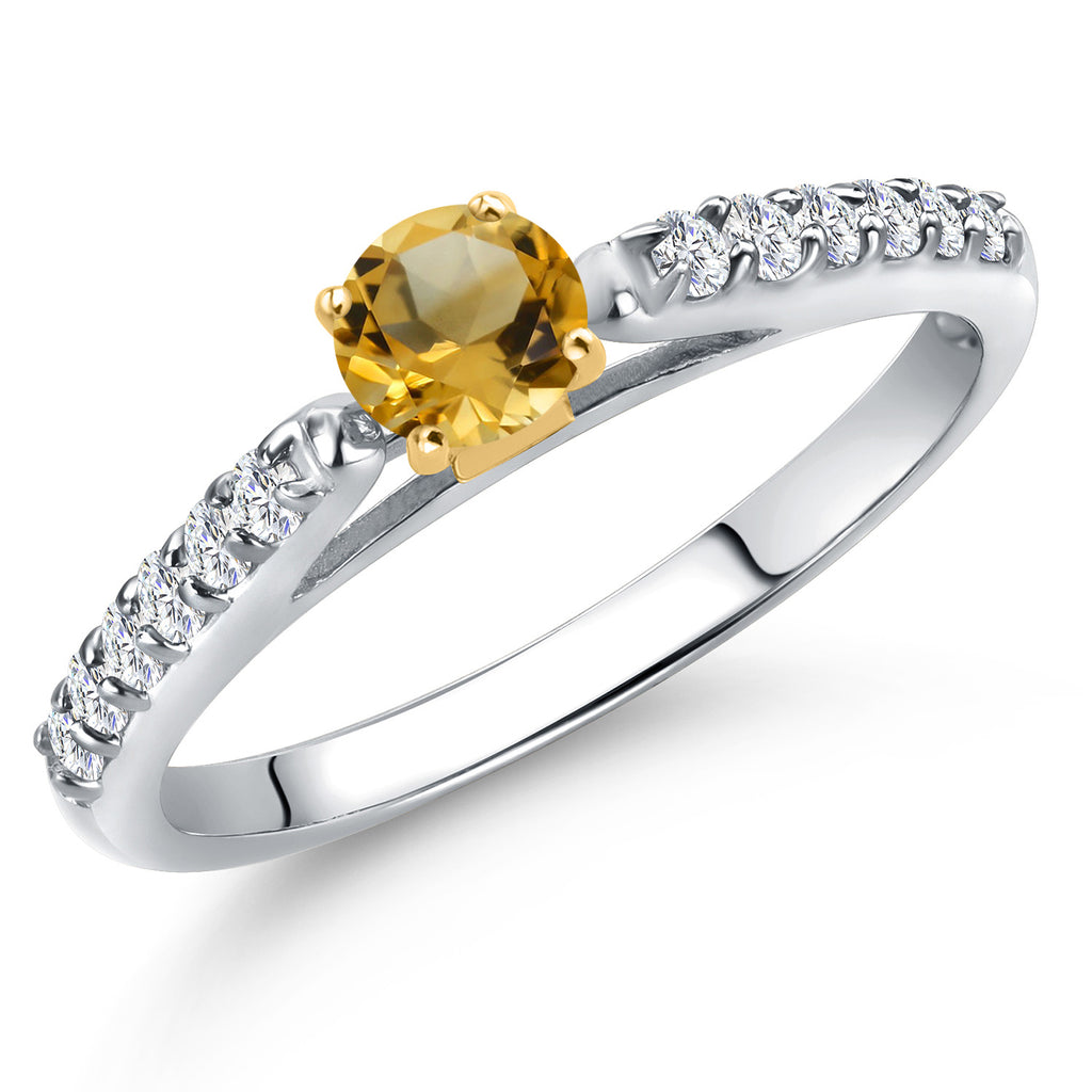 Citrine - November_5_Ring in 925 Sterling Silver and 10K Yellow Gold