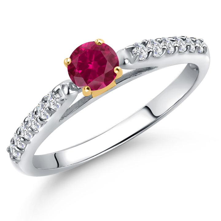 Created Ruby - July_5_Ring in 925 Sterling Silver and 10K Yellow Gold