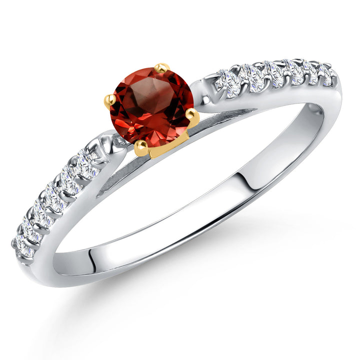 Garnet - January_5_Ring in 925 Sterling Silver and 10K Yellow Gold