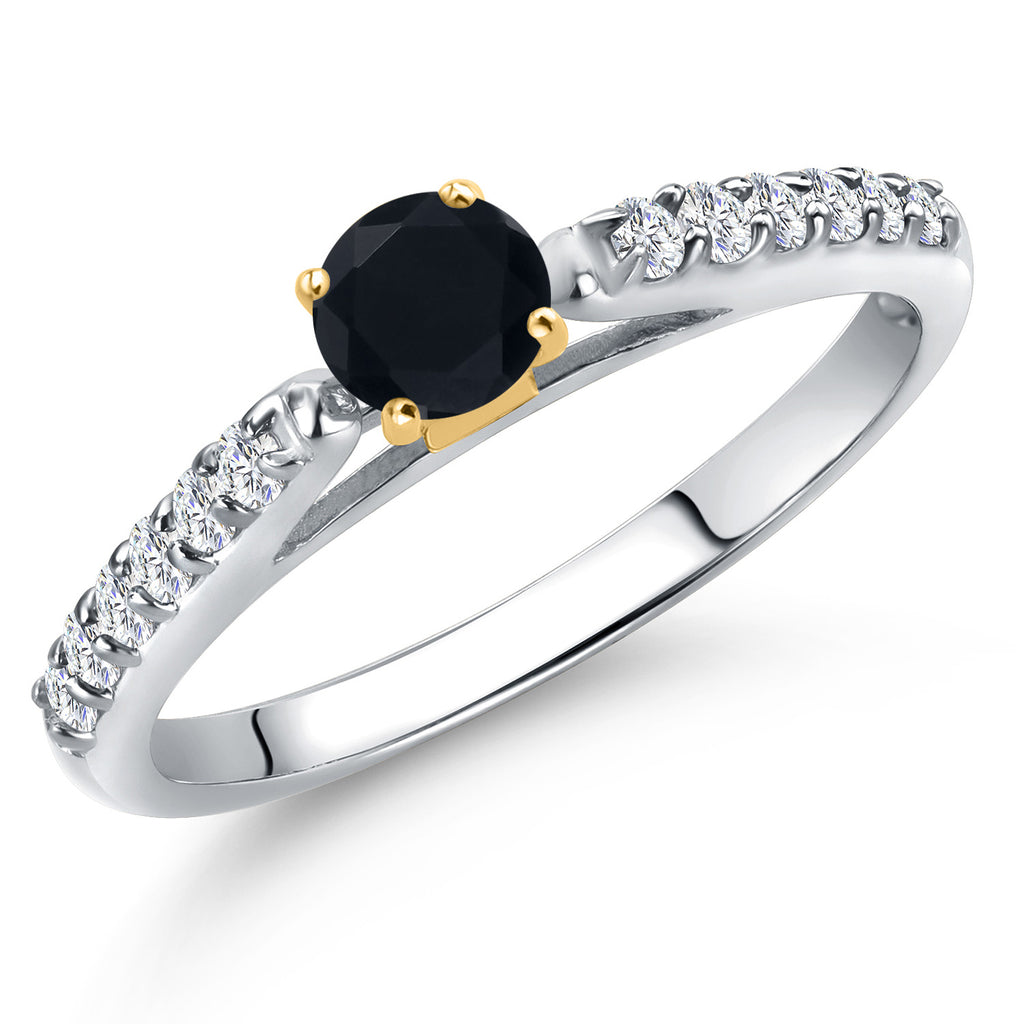 Onyx - December_6_Ring in 925 Sterling Silver and 10K Yellow Gold