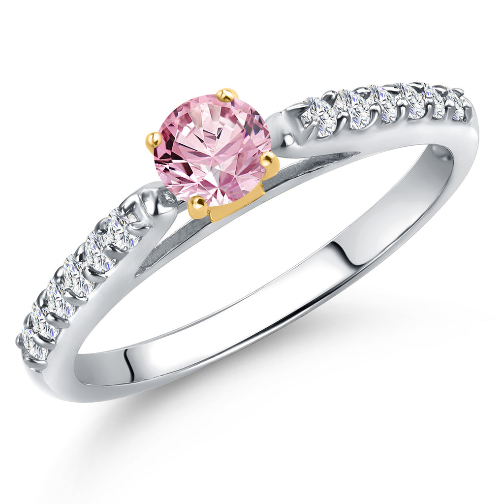Pink Lab Grown Diamond - April_9_Ring in 925 Sterling Silver and 10K Yellow Gold