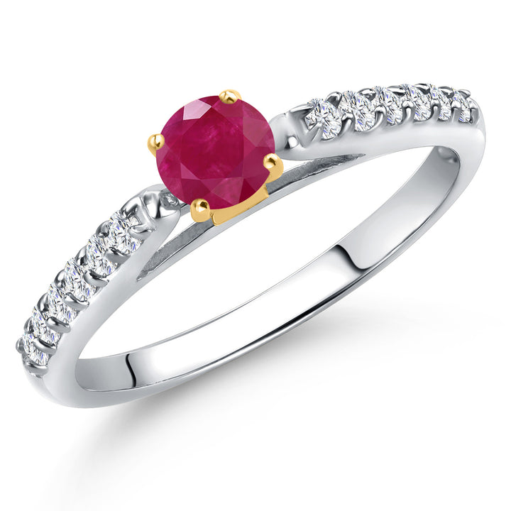 Ruby - July_5_Ring in 925 Sterling Silver and 10K Yellow Gold