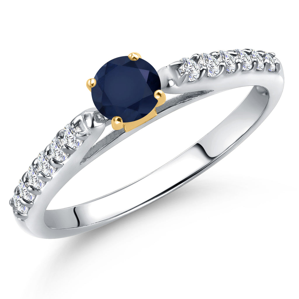 Blue Sapphire - September_6_Ring in 925 Sterling Silver and 10K Yellow Gold