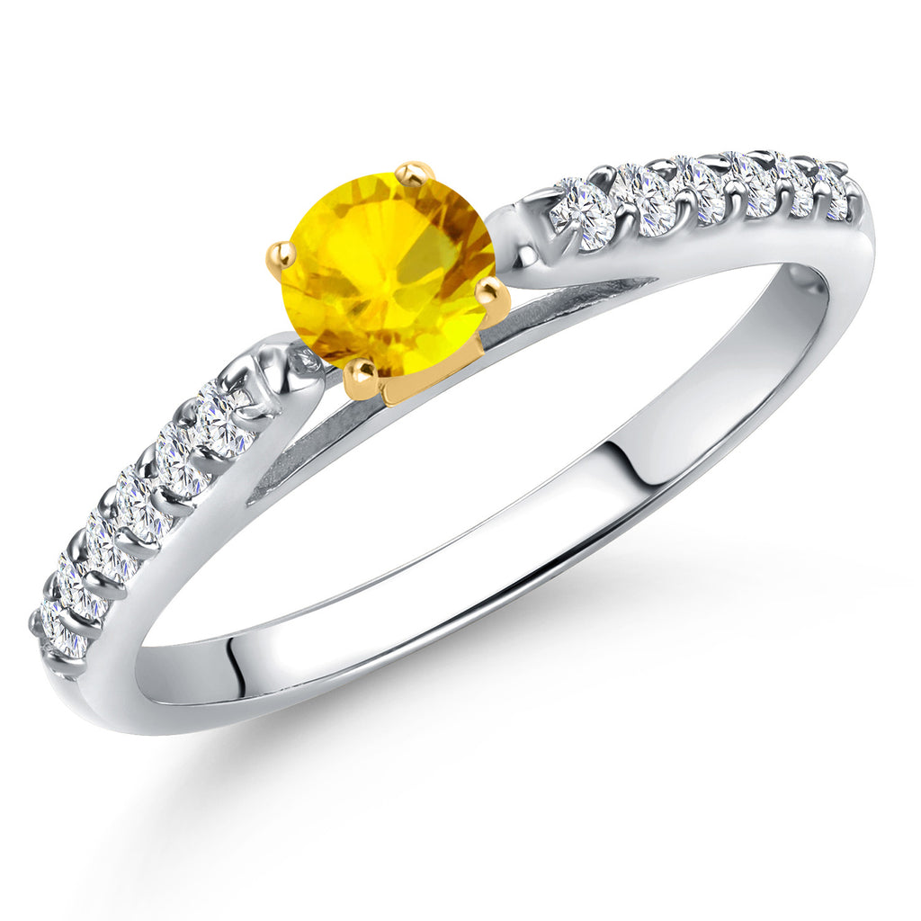 Yellow Sapphire - September_5_Ring in 925 Sterling Silver and 10K Yellow Gold