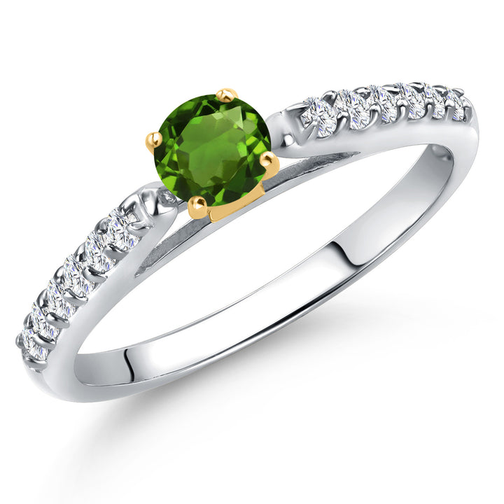 Green Tourmaline - October_5_Ring in 925 Sterling Silver and 10K Yellow Gold