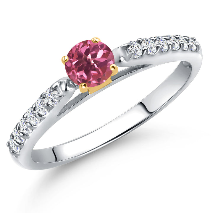 Pink Tourmaline - October_5_Ring in 925 Sterling Silver and 10K Yellow Gold