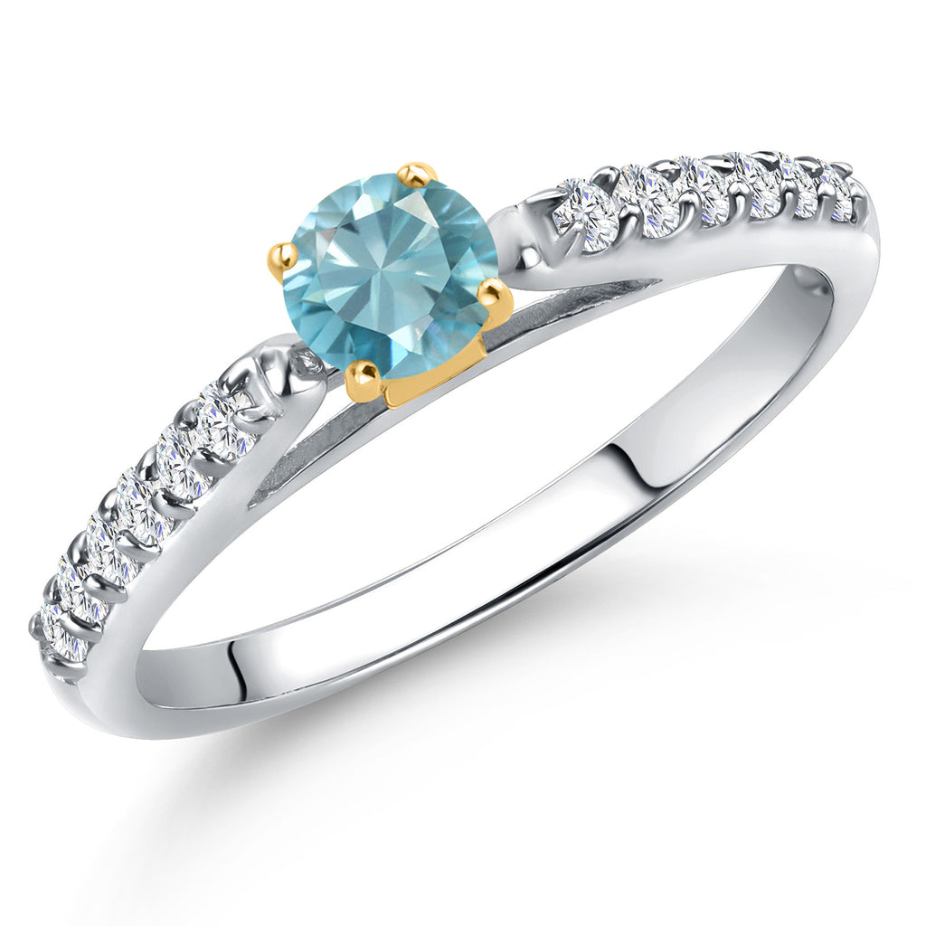 Blue Zircon_8_Ring in 925 Sterling Silver and 10K Yellow Gold