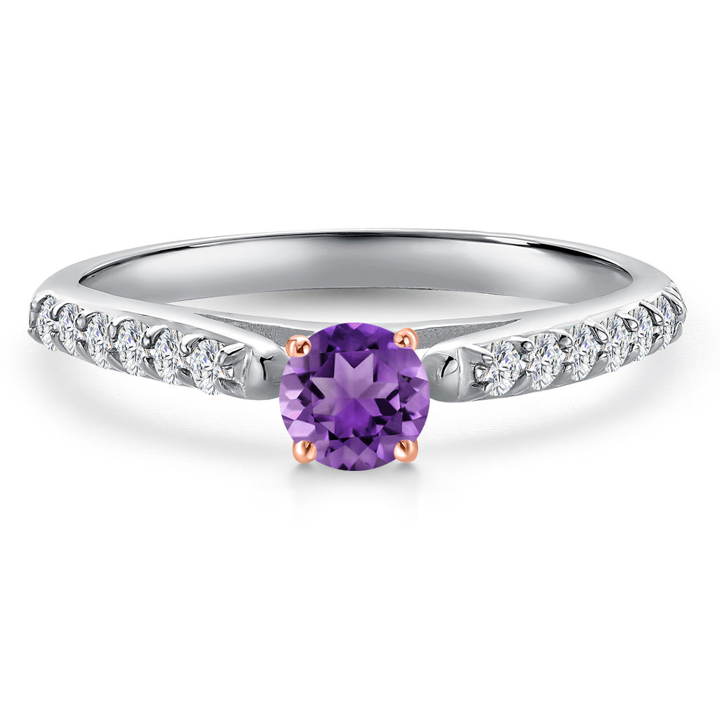Amethyst and Lab Grown Diamond_5_Ring in 10K Two Tone Gold