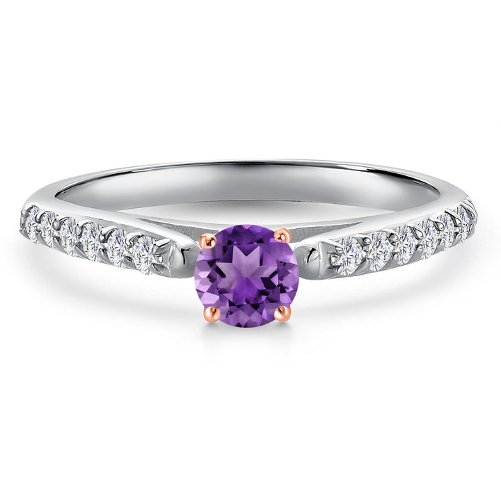 Amethyst and Lab Grown Diamond_5_Ring in 10K Two Tone Gold