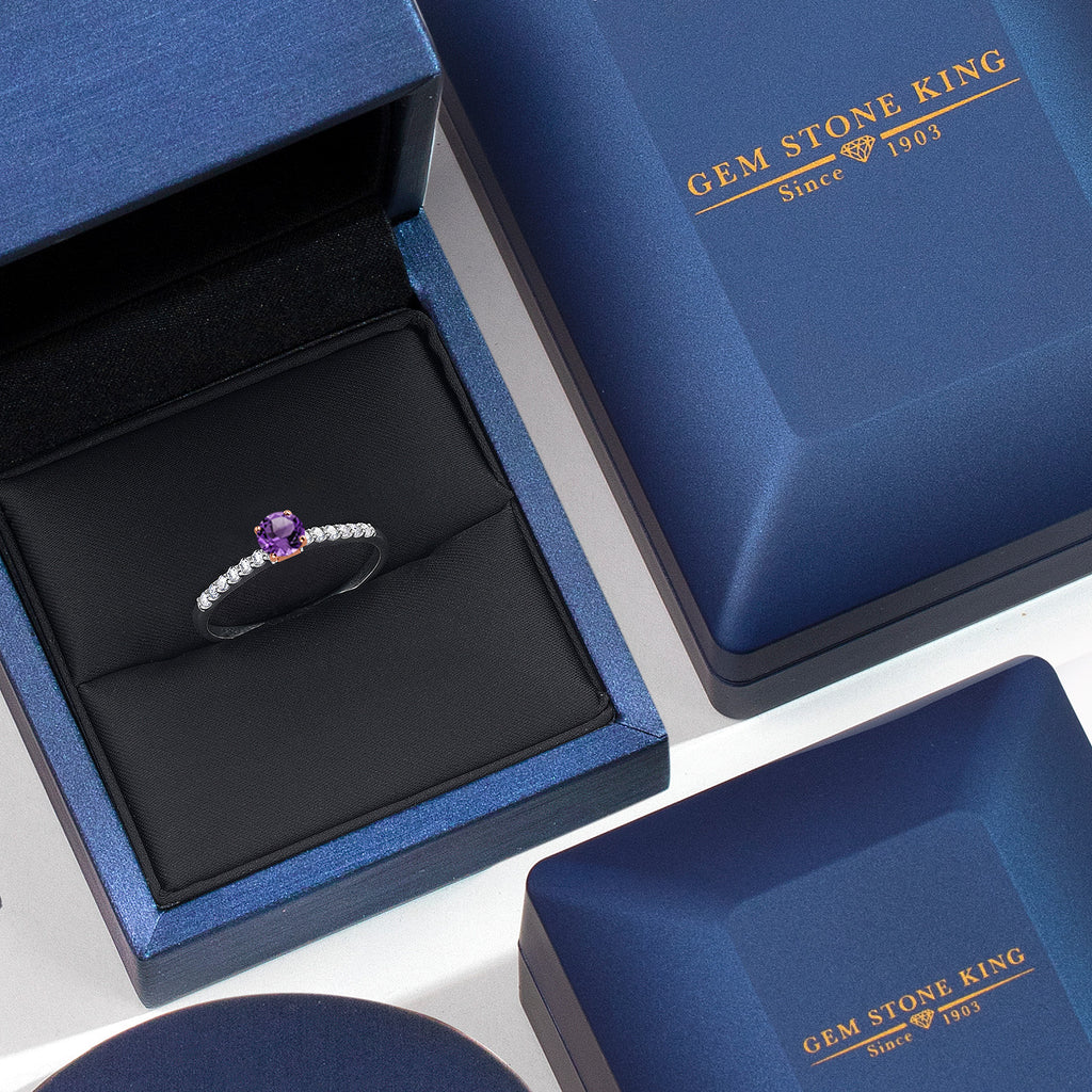 Amethyst and Lab Grown Diamond_5_Ring in 10K Two Tone Gold