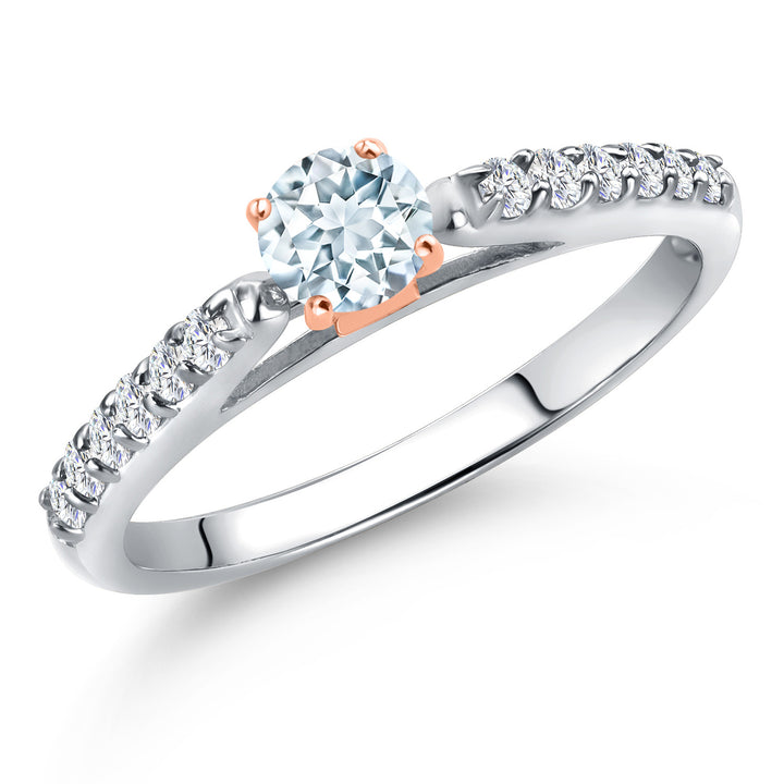 Aquamarine - March_5_Ring in 10K Two Tone Gold