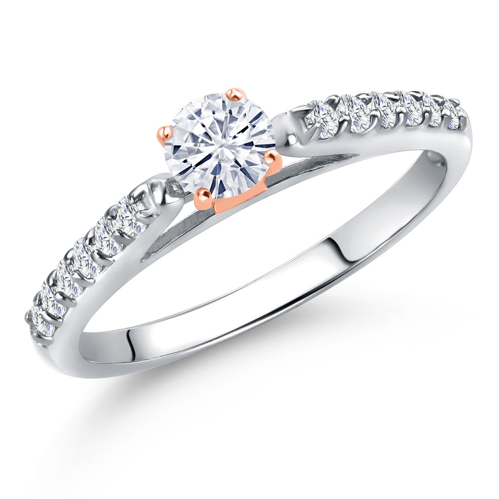 White Moissanite - April_7_Ring in 10K Two Tone Gold