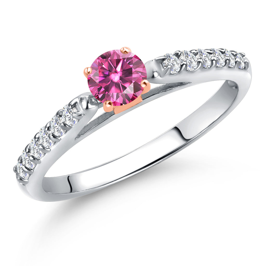 Pink Moissanite - April_9_Ring in 10K Two Tone Gold