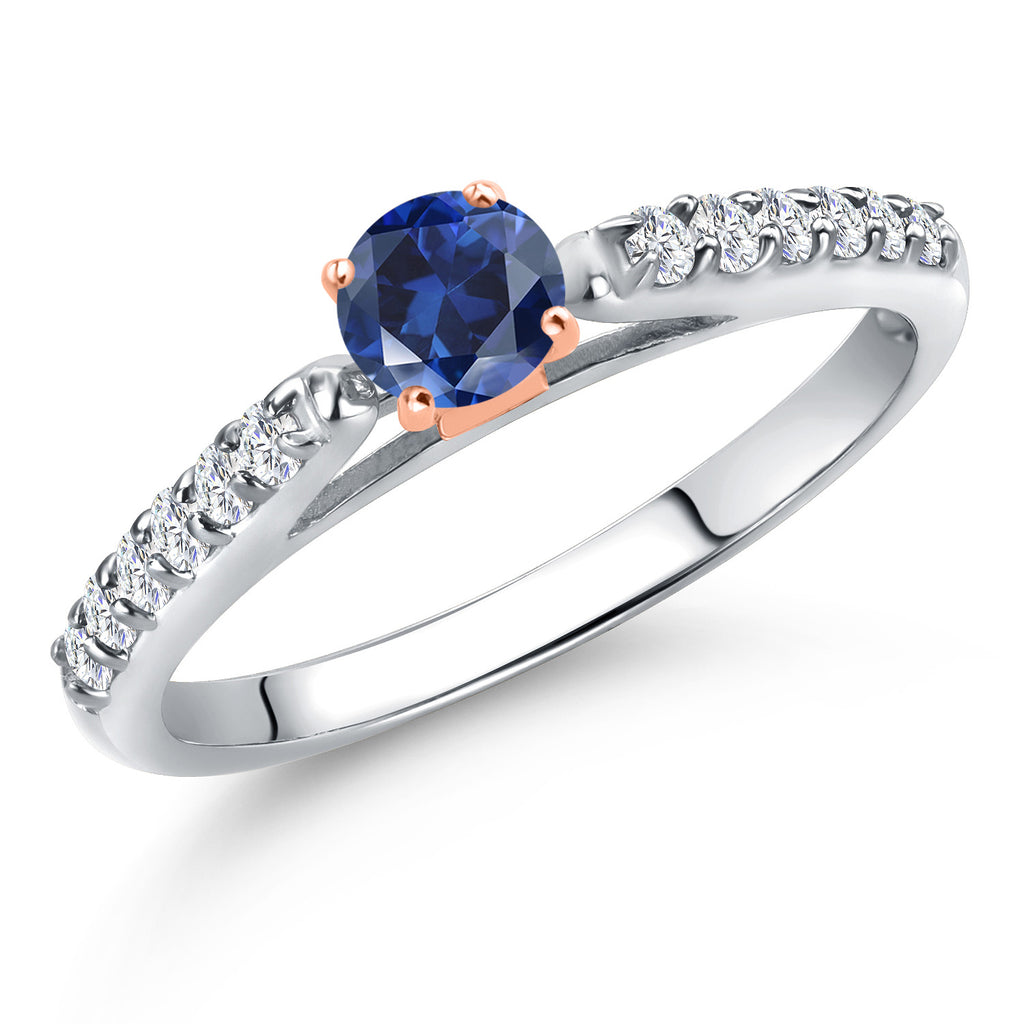 Blue Created Sapphire - September_6_Ring in 10K Two Tone Gold