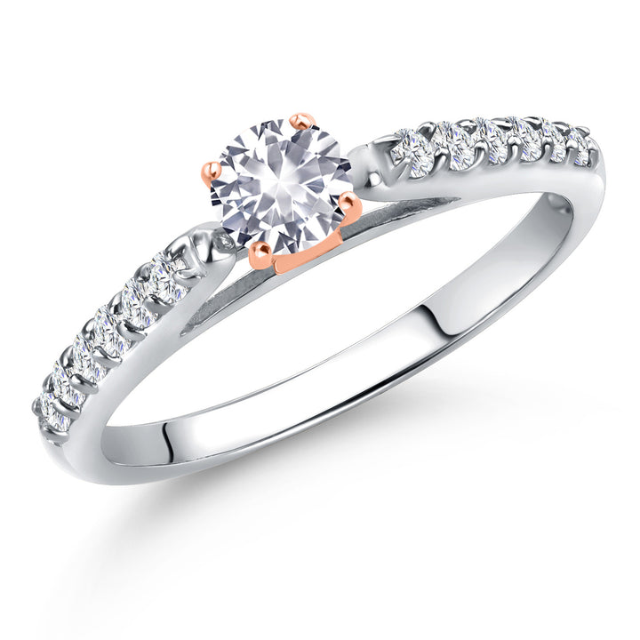 White Created Sapphire - September_7_Ring in 10K Two Tone Gold