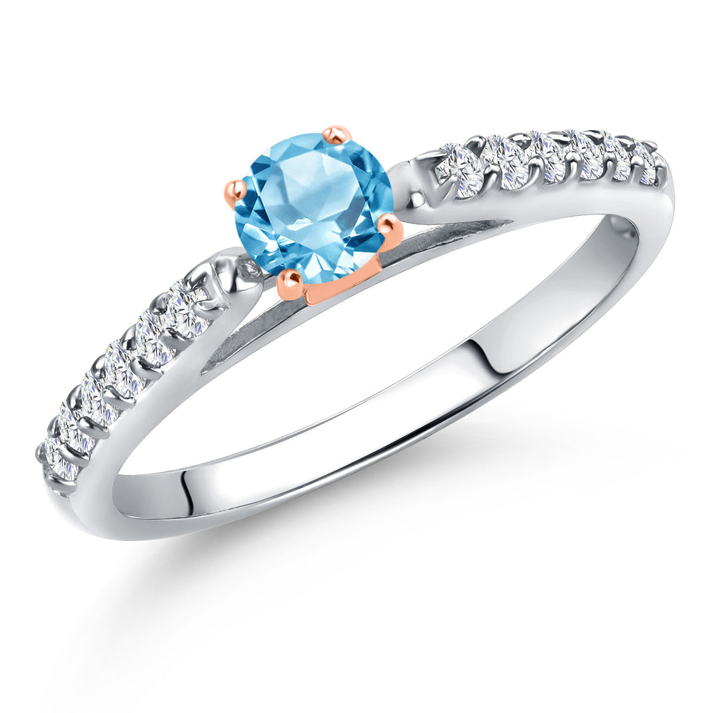 Swiss Blue Topaz - November_7_Ring in 10K Two Tone Gold