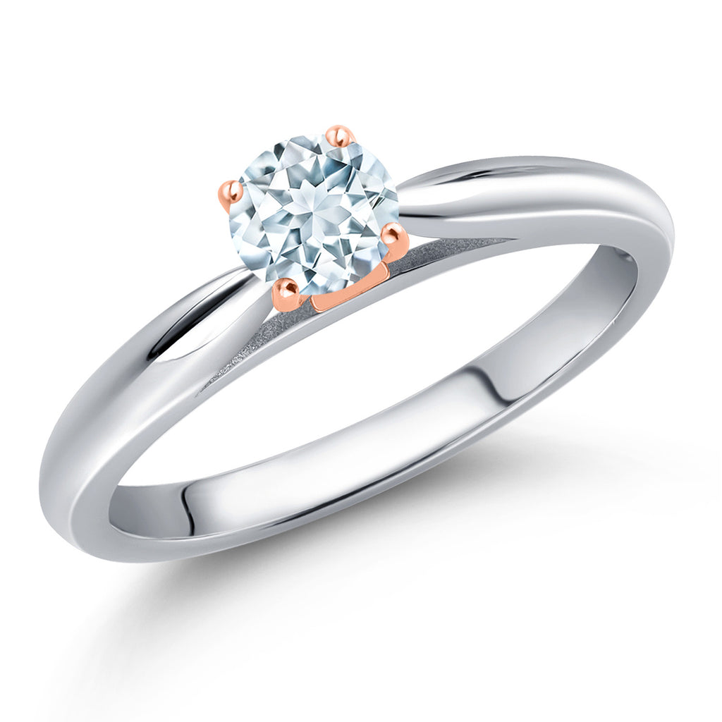 Aquamarine - March_8_Ring in 10K Two Tone Gold