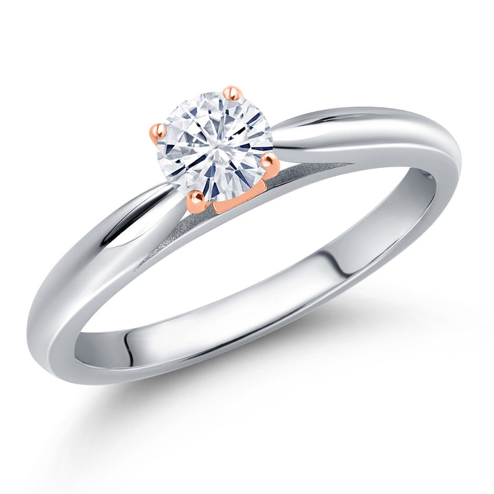 White Moissanite - April_8_Ring in 10K Two Tone Gold