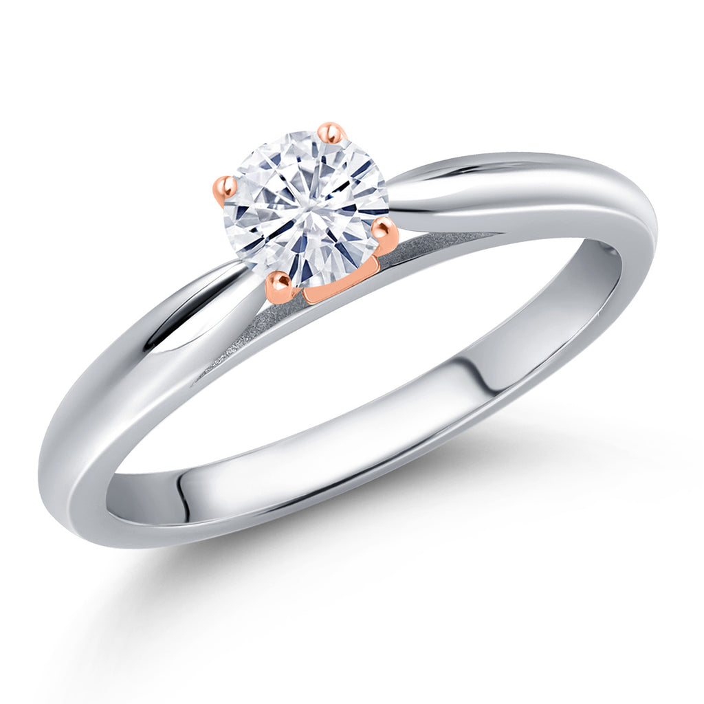 White Moissanite - April_8_Ring in 10K Two Tone Gold